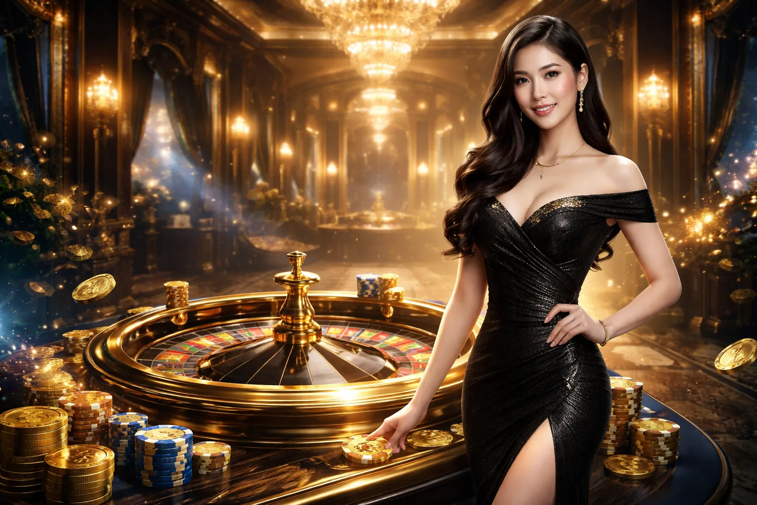 Hình ảnh nền đăng nhập 34win với các biểu tượng trò chơi cá cược và ánh sáng vàng đỏ